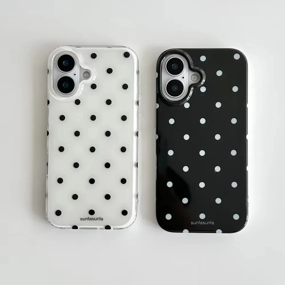 Phone Cases Black - Minimalist Black and White Polka Dots