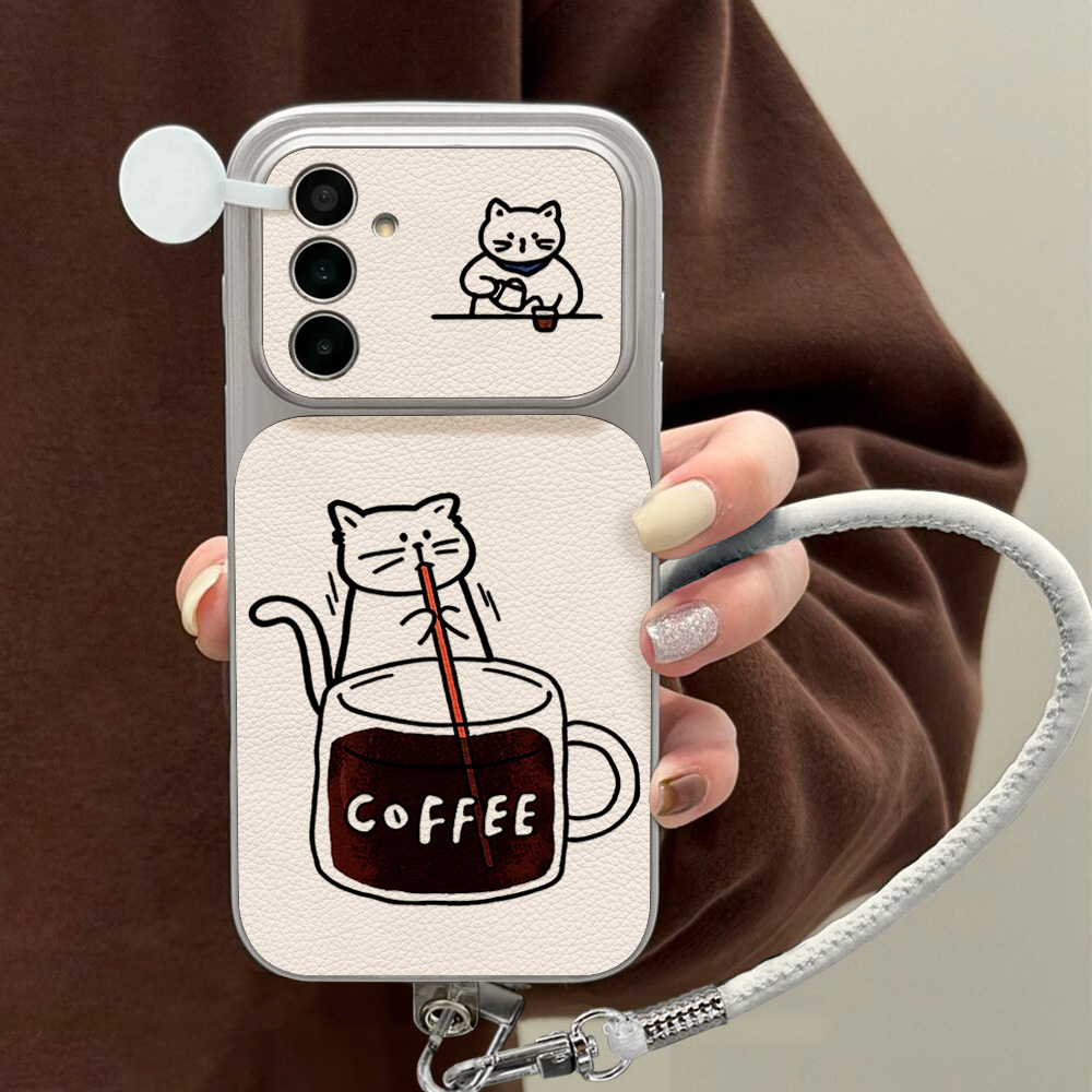 Phone Cases A14 Samsung - Coffee Cute Cat Phone Case For