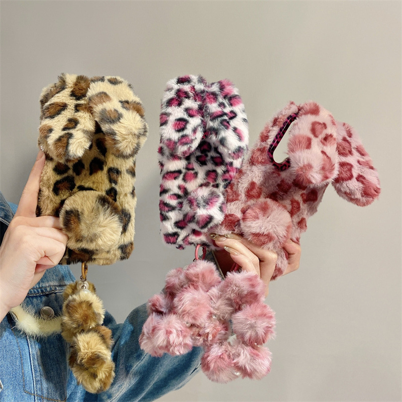 Phone Cases Samsung S23 - Luxury 3D Leopard Print Rabbit Plush