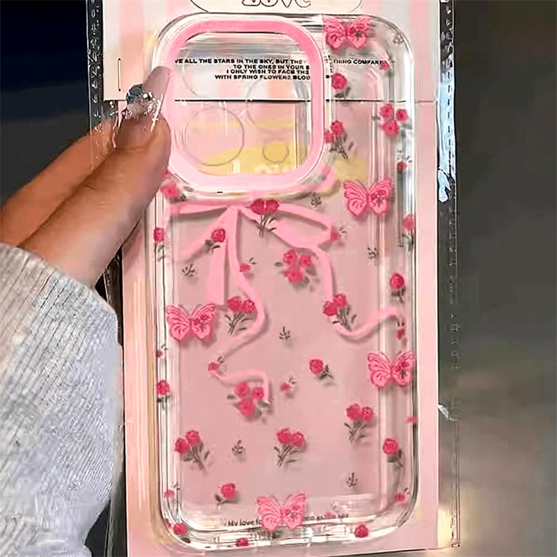 Phone Cases Pink - Elegant Pink Butterfly Rose Floral Phone