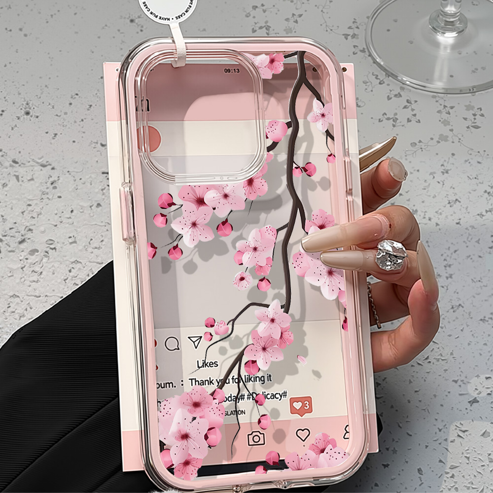 Phone Cases Pink - 2in1 Pink Flower Case For iPhone