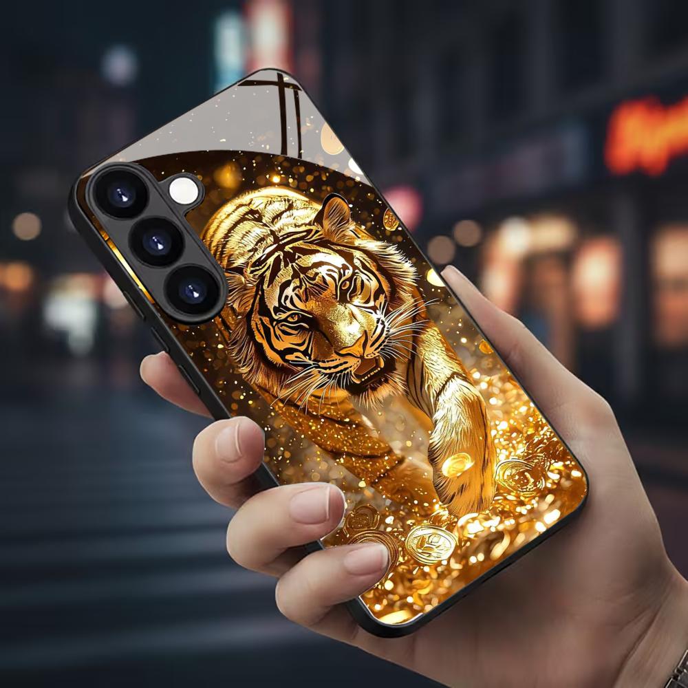 Phone Cases Samsung S23 - Tiger pattern glass Phone Case For
